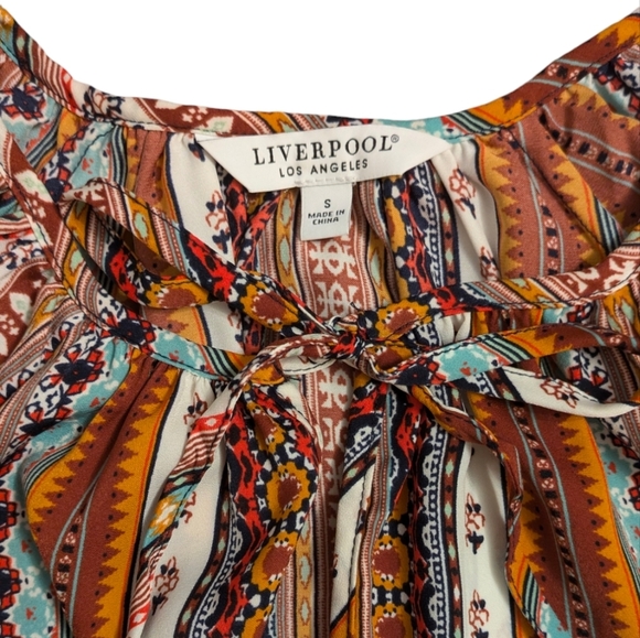 Liverpool LA Petal Sleeve Top Woven - Vibrant Festival Boho Chic Size S - Picture 7 of 10